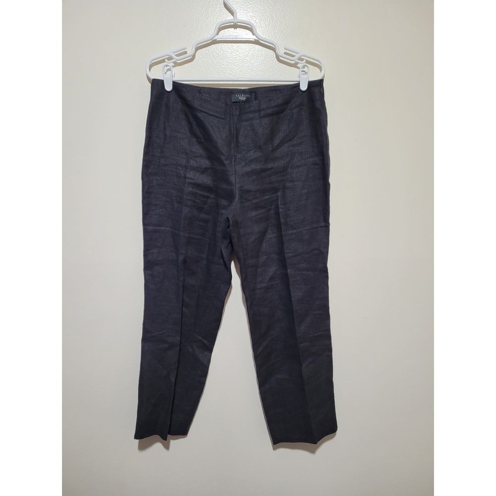 Talbots Linen Pants Women 10P black Pure Irish Linen